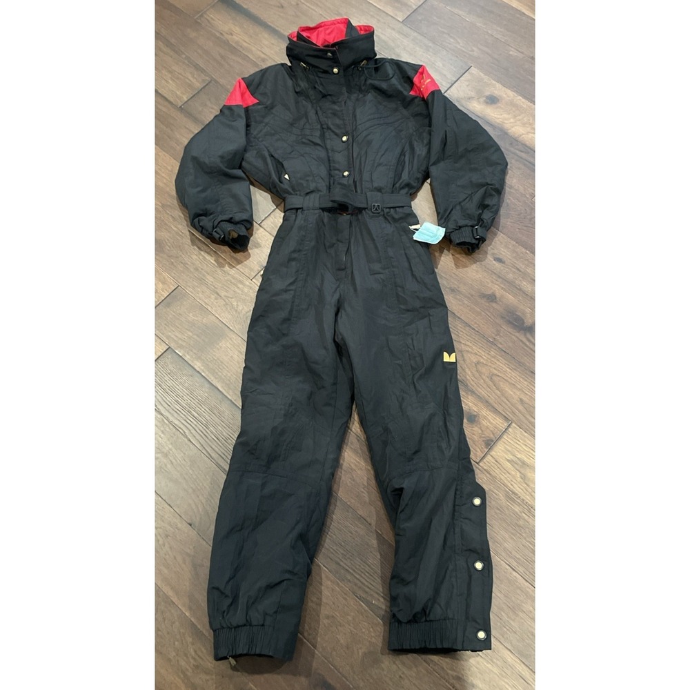 Couloir Vintage Women's One Piece Ski Suit Size 12 Black & Red